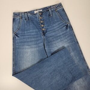 KanCan Estilo Womens Jeans Size 11/29 High Rise Wide Leg Style Button Fly Hemmed